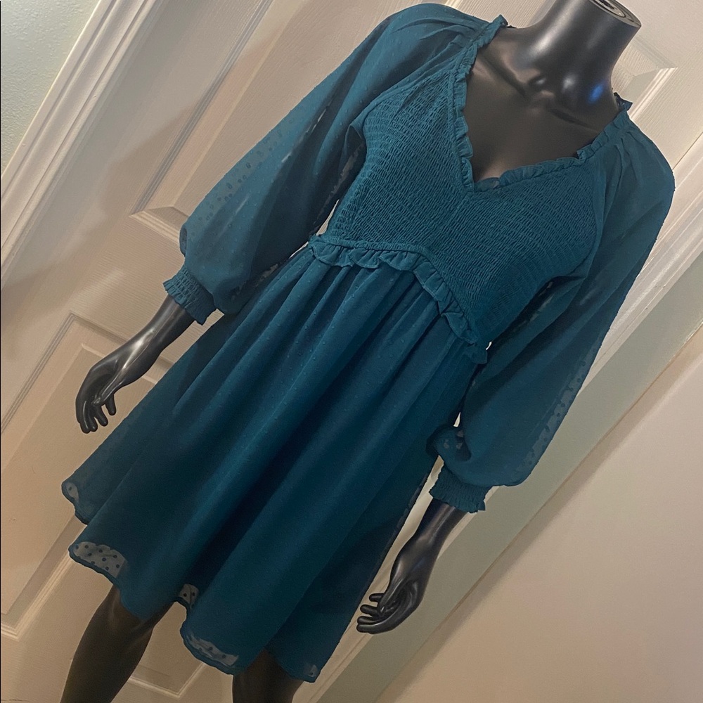 Maurices Deep Green Sheer Long Sleeve Dress NWTs